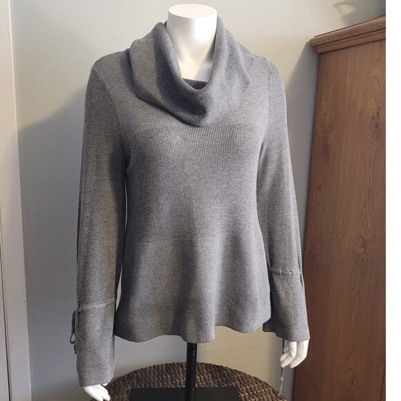 ANTHROPOLOGIE Moth Gray Wool Blend Cowl Neck Pullover Sweater Women’s Sz M - Picture 1 of 8